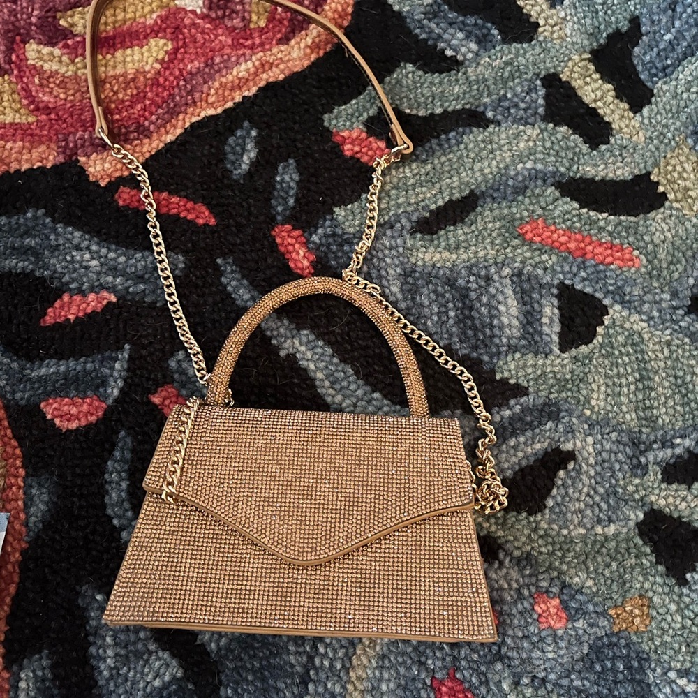 Gold Clutch with Envelope Flap and Textured Finish